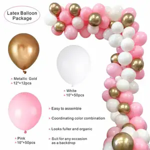 QAKGL bricolage 115 pièces fête ballon guirlande Kit rose blanc or Latex Air ballons de mariage pour bébé douche fête d'anniversaire décoration