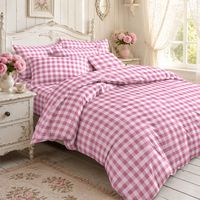 Ensemble de literie rose à motif géométrique en stock en Pologne, doux, 100 % polyester, 100 fils/cm², livraison directe UE, 3 pièces, linge de lit pour la maison et l'hôtellerie