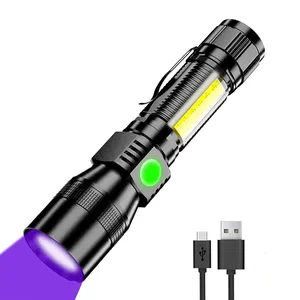 Uv Zaklamp Oplaadbare 7 Modes Zoomable 3 In 1 Led Tactische Zaklampen Met Magneet Super Heldere Led Uv Zaklamp Zaklamp