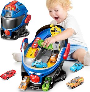 <span class=keywords><strong>Giocattoli</strong></span> da corsa Design casco da corsa con 4 macchinine giocattolo illuminate per trasformare la pista Action Play set Kit gioco per fingere giocattolo - Product Image 1