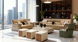 <span class=keywords><strong>Divano</strong></span> Moderno a Tre Posti in Noce e Pelle The Craftsman's Lounge con Lavorazione a Colonna, Comfort Imbottito, Diverse Dimensioni - Product Image 5