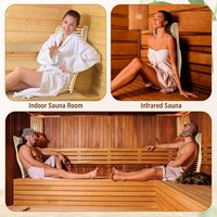 2 pièces : Repose-dos de sauna réglable en bambou avec coussin cervical ajustable et patins antidérapants en caoutchouc