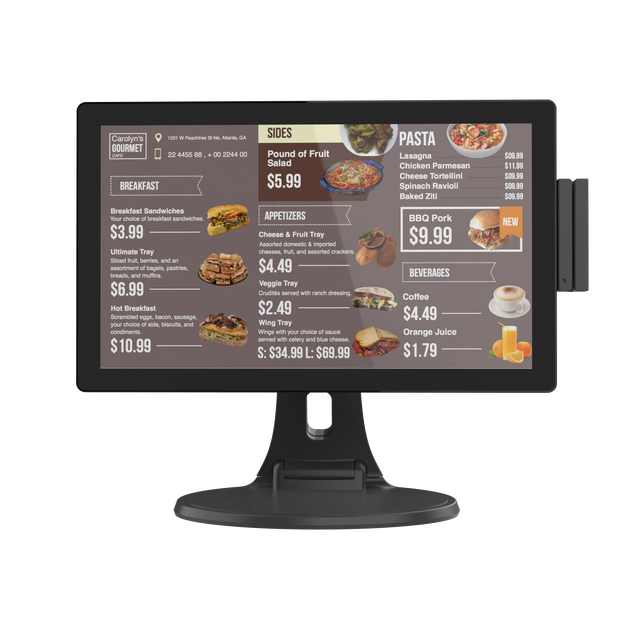 15.6 Inch Custom Touchscreen Kiosk POS Terminal - Restaurant Cash Register Monitor with Built-in Card Reader