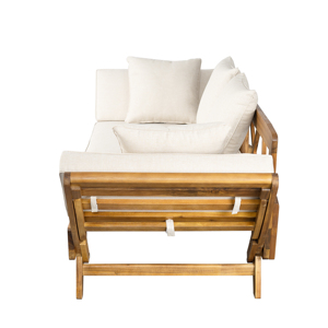 Modern Portable Comfortable Outdoor Furniture Three Seater Teak <b>Wood</b> <b>Sofa</b> for Living Room - Product Image 6