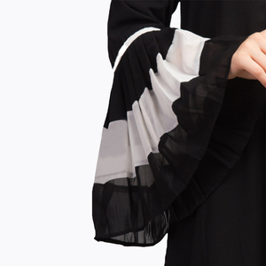 New <strong>Model</strong> Open <strong>Abaya</strong> Women Muslim Dress Custom Contrast Pleated at Sleeve and Bottom Front Open <strong>Abaya</strong> - Product Image 3