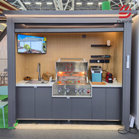 Meubles de cuisine d'extérieur modulaires avec barbecue, évier, îlot, armoire de rangement, solution personnalisée d'usine pour les cours modernes