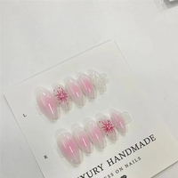 Venta al por Mayor de 10 Uñas Postizas Pintadas a Mano con Gel, Hermosas y Lujosas, Diseño Personalizado, Uñas Postizas Hechas a Mano