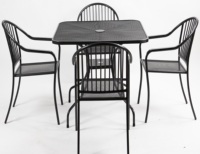 Table de salle à manger d'extérieur avec trou pour parapluie et 5 chaises de patio imperméable et antirouille adaptées à tous les temps