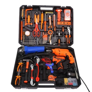 ערכת כלי עבודה חשמליים אלחוטיים של DEWEN OEM הכוללת מקדחה, מברגת פיקס, מפתח ברגים ידני, ארגז כלים וסוללה. - Product Image 5