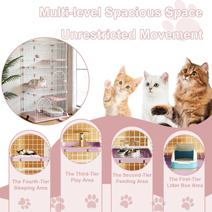Deluxe Multi-Layer Solid <b>Cat</b> Cage Removable Design Large Space Carabiner Fixing Strong Durable Pet Cage Security Door Lock <b>Box</b> - Product Image 5