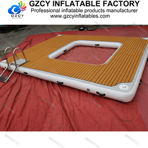 Piattaforma Galleggiante Gonfiabile in <span class=keywords><strong>Legno</strong></span> per Esterni, Isola Galleggiante per Yacht, Certificata CE, Piattaforma Galleggiante per Moto d'Acqua con Scaletta - Product Image 2