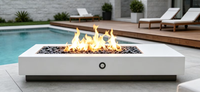 Produit phare : Grande cheminée extérieure au gaz naturel en acier Corten, foyer de table robuste, garantie 5 ans