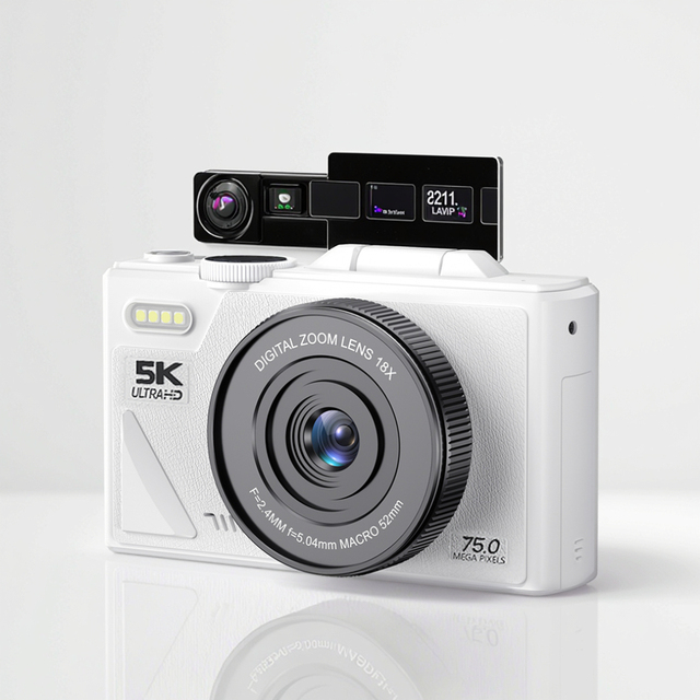 3.0 Inch Display HD Digital Manufacturer 75MP 5K 18x Flip Screen Zoom Auto Focus Point Shoot Built-in LED Digital Camera