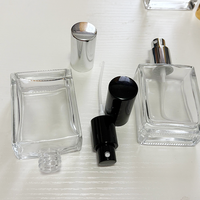 Flacons vaporisateurs de parfum rectangulaires en verre de haute qualité de 50 ml avec pompe, commande minimum de 100 pièces