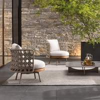 Ensemble de canapés et chaises d'extérieur en teck nordique - Meubles de patio en bois massif résistants aux UV et imperméables pour villas, hôtels, maisons d'hôtes