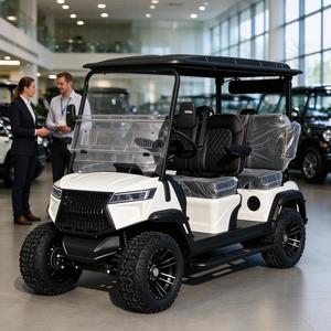 Carrito de golf eléctrico de 4 pasajeros con batería de litio para terrenos accidentados, ideal para parques rurales y zonas panorámicas. - Product Image 1