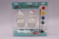 Lot de 2 décorations de Noël en céramique bisque, bonhomme de neige et pingouin, pour peinture de gâteaux, ensemble de fête ludique, moule 3D DIY, pinceau, 6 couleurs de peinture, personnalisable