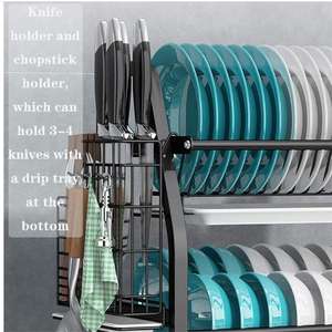 Égouttoir à vaisselle en acier inoxydable, support à vaisselle à 2 niveaux avec égouttoir à vaisselle antirouille pour la cuisine - Product Image 5