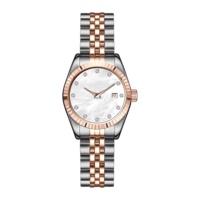 Montre de marque propre, haute qualité, boîtier de 28 mm, acier inoxydable 316L, étanche 3ATM, cadran blanc nacré, montres classiques luxueuses pour femmes