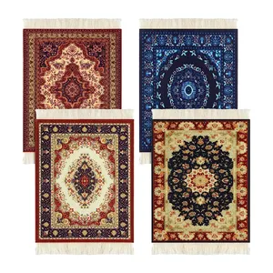 Table Coasters Oriental Design Fabric Carpet Drink Mats Absorbent Kitchen And Dining Accessories