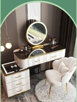 Coiffeuse moderne à succès avec miroir LED éclairé, table de maquillage pour chambre à coucher, charge sans fil, coiffeuse intelligente, vente en gros