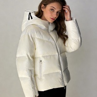 Blouson court d'hiver pour femme Boying - Capuche coupe-vent respirante, imprimé logo moelleux, doudoune chaude ODM / OEM