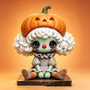 Ensemble de figurines en bois mignonnes pour Halloween, clown vintage, décor de table et d'étagère, dessin animé effrayant, ornement de fête d'Halloween, cadeau pour la maison - Product Image 5
