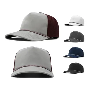 OEM gorras waterproof perforated laser cut holes rubber patch custom quick dry Sports hydro 5 panel Melin rope cap hat