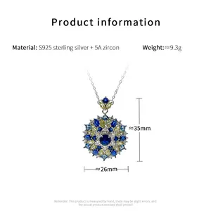 Luxury S925 Sterling Silver Sapphire Necklace Inlaid With Zircon Pendant Party Jewelry Mother's Day Gift