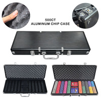 Boîte de transport à clé pour jetons de poker en aluminium noir 500 pièces, idéale pour les tournois de casino du Texas, vente en gros, OEM personnalisé
