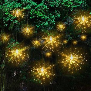 Feux d'artifice suspendus à LED, 8 modes de lumières de fée fonctionnant sur piles avec télécommande, lumières de fée étanches pour la fête