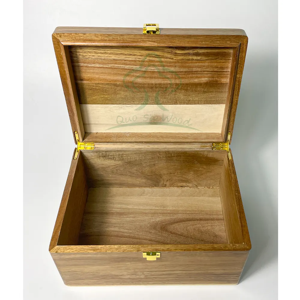 Luxury Acacia Wood Keepsake Box Small Deluxe Square Gift Box Wooden Treasure Box with Lock