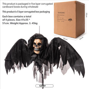 Colgante de Halloween con diseño de esqueleto de murciélago de alas negras luminosas, activado por sonido, decoración con inducción eléctrica, accesorio luminoso para crear ambiente - Product Image 4