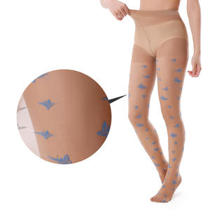 Medias de mujer personalizadas, antienganches, transparentes, finas, con estampado jacquard, de verano, de cintura alta y control de abdomen - Product Image 1