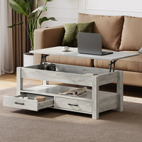Table basse moderne en bois avec plateau relevable et tiroirs de rangement multifonctionnels, table basse multicolores pour salon