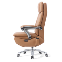 Chaise de bureau ergonomique moderne de haute qualité en cuir véritable, pivotante, inclinable, avec support lombaire rafraîchissant et massage extensible