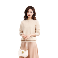 Pull en laine pure Design haut de gamme pour femmes Coupe ample Col haut Long Style d'hiver Pull en laine tricoté Stock en gros