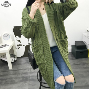 Suéter <span class=keywords><strong>Cárdigan</strong></span> <span class=keywords><strong>Largo</strong></span> de Punto con Abertura Frontal para Mujer, Moda Otoño-Invierno, Venta al Por Mayor - Product Image 4