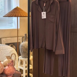 <span class=keywords><strong>Pigiama</strong></span> da <span class=keywords><strong>donna</strong></span> Kardashian personalizzato primavera e autunno modale con pantaloni a maniche lunghe a 60 fili che possono essere indossati come capispalla - Product Image 2