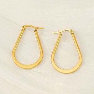 ต่างหูห่วงรูปตัวยูทรงเรขาคณิตสแตนเลสสตีลชุบทอง 14K เครื่องประดับสำหรับงานปาร์ตี้สุดอินเทรนด์สำหรับผู้หญิง - Product Image 3