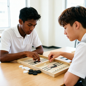 Jeu <span class=keywords><strong>de</strong></span> société <span class=keywords><strong>de</strong></span> tir à catapulte en bois pour 2 joueurs, jeu <span class=keywords><strong>de</strong></span> <span class=keywords><strong>table</strong></span> élastique <span class=keywords><strong>de</strong></span> combat avec lanceur parent-enfant - Product Image 5