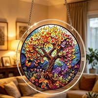 Nouveau puzzle rond en MDF 2026, imprimé UV, pièces suspendues réfléchissantes, décoration colorée pour jardin/fenêtre, artisanat pour adultes et adolescents