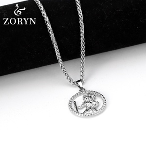 Pendentif Saint Christophe en acier inoxydable, bijoux religieux catholiques chrétiens vintage bohèmes en acier titane pour hommes et femmes - Product Image 5
