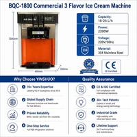 Machine à glace molle YINSHUO 220V 50HZ, machine à glace automatique de table, 3 saveurs pour les entreprises