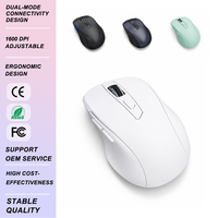 Souris sans fil ergonomique double mode 2,4G BT, 1600 DPI réglables, 6 boutons, rechargeable pour ordinateur portable et de bureau, vente en gros OEM