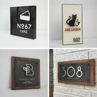 Plaque de numéro de porte et de nom en marbre naturel moderne personnalisable, résistante à l'eau et écologique pour les villas, les hôtels et les résidences