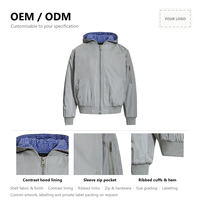 Blouson Bomber Homme Personnalisé à Capuche OEM ODM Vente en Gros Doublure à Carreaux Manches Longues Coupe-Vent Léger Mode Streetwear
