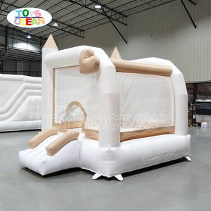 Château <span class=keywords><strong>gonflable</strong></span> commercial blanc pour enfants, équipement de jeu souple, trampoline - Product Image 3