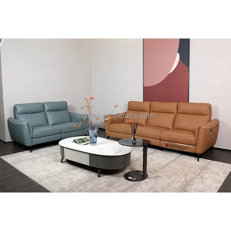 living room furniture leather 1+2+3 sofa set automatic recliner sofa set modern design sofa