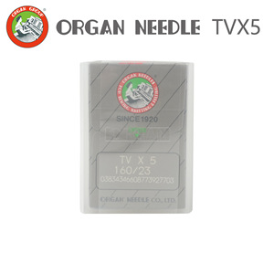 Aguja para máquina de coser Organ Needle Tvx5 160/23 para uso en pespuntes y costuras dobles. - Product Image 1